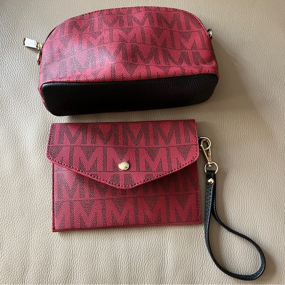 New 4pc MKF COLLECTION MODERN TOTE HANDBAG SET Marimar M Signature Mia K Red/Bl - Picture 12 of 15